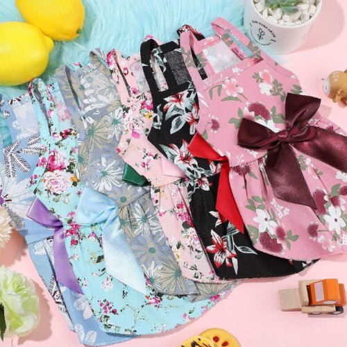 Floral Pet Dress 6-Pack with Satin Waist Bow - image 3