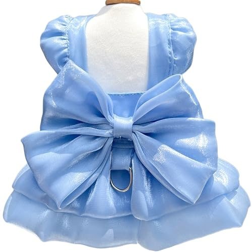 Princess Bow Dress with D-Ring for Small Dogs and Cats